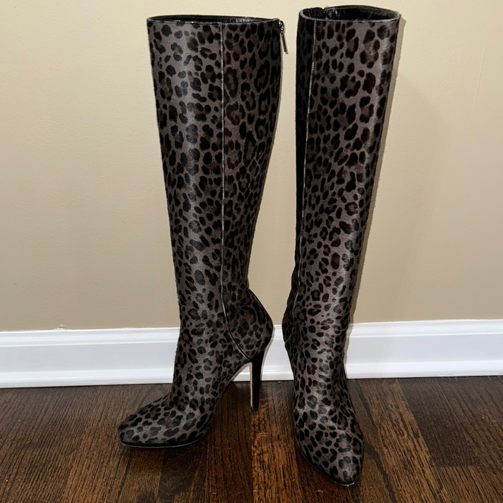 Jimmy Choo Leopard Print Knee-High Boots